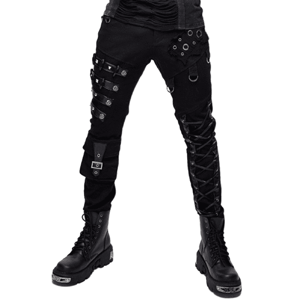 Punk Rock Mens Fashion Black Zip Gothic Hip-hop Denim DJ pencil Pants Trousers